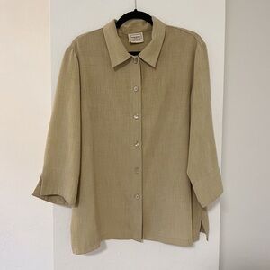 Collared Button Down Over Shirt 3/4 Length